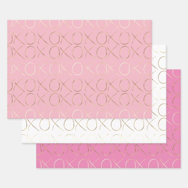 Feuille De Papier Cadeau Glam XOXO pour fille rose or (Lot)