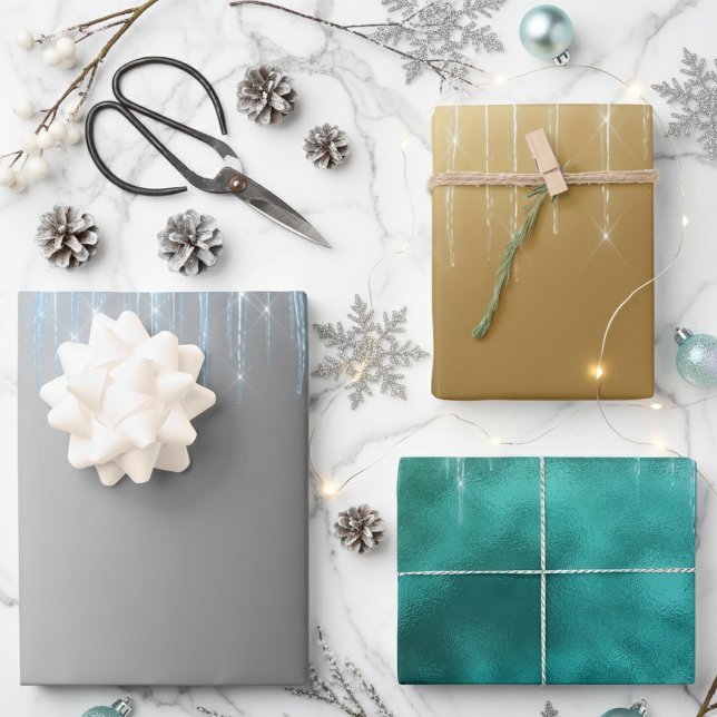 Feuille De Papier Cadeau Glamour de Noël Paillettes Métallisées Icy Foil Gl (Créateur téléchargé)
