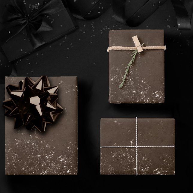 Feuille De Papier Cadeau Glimmery Bronze Grunge | Riche Brown verre Damas (Créateur téléchargé)