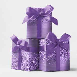 Feuille De Papier Cadeau Glitter Lumière Violet Glam