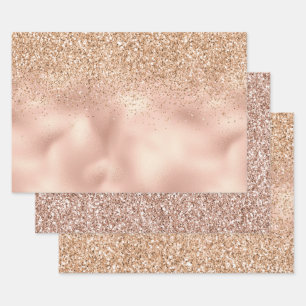 Feuille De Papier Cadeau Glitter Peach Rose