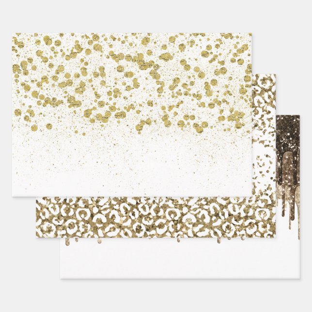 Feuille De Papier Cadeau Glitterie Gold Confetti (Lot)