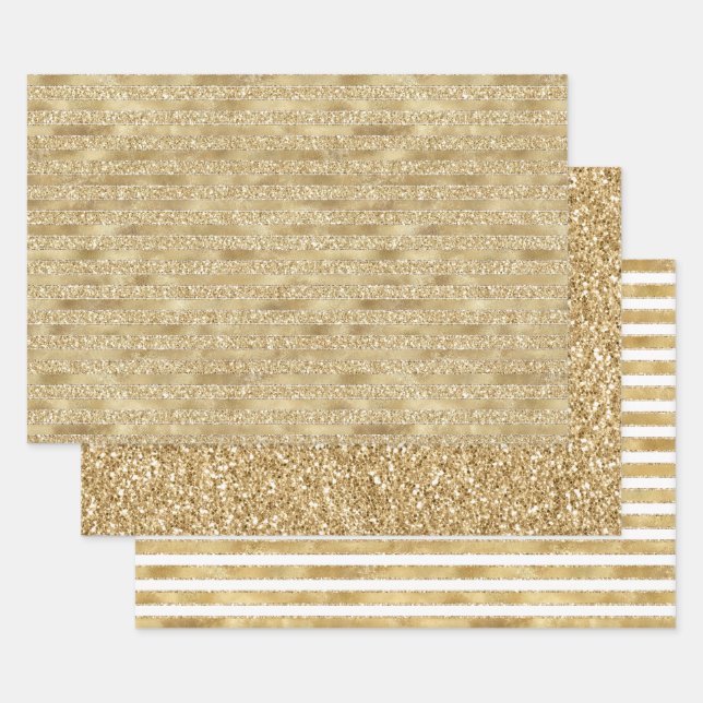 Feuille De Papier Cadeau Glitzy Gold Glam Parties scintillant raypes (Lot)
