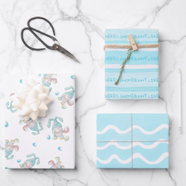 Feuille De Papier Cadeau Gnome Bunny Comme Toi Pâques (Recto)