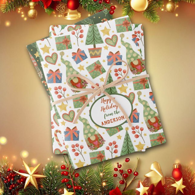 Feuille De Papier Cadeau Gnome Christmas Love Motif (Créateur téléchargé)