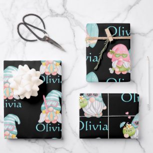 Feuille De Papier Cadeau Gnome mignonne personnalisée imprimé Noël