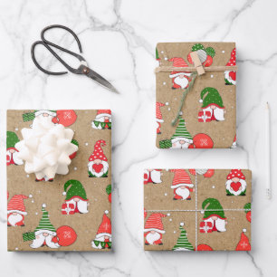 Feuille De Papier Cadeau Gnome motif Noël 
