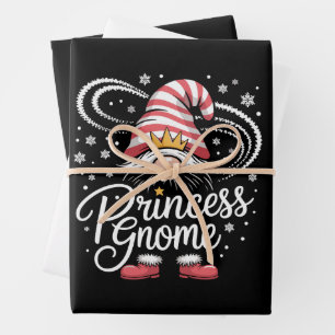 Feuille De Papier Cadeau Gnome princesse Gnomes de famille assortis Noël dr