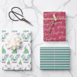 Feuille De Papier Cadeau Gnome tropicale et Aquarelle Motif mignonne