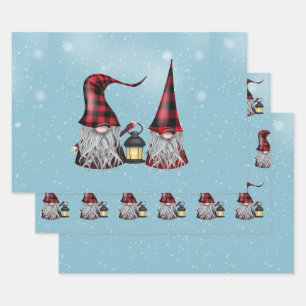 Feuille De Papier Cadeau Gnomes de Buffalo Plaid