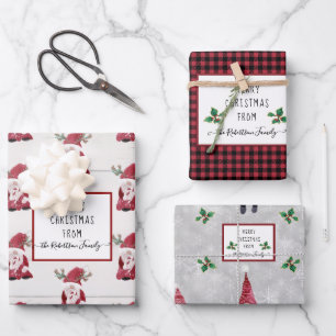 Feuille De Papier Cadeau Gnomes mignons Noël Lumière Forêt brune étoile