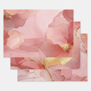 Feuille De Papier Cadeau Gold Abstract Blush Rose  Fête de Mariage