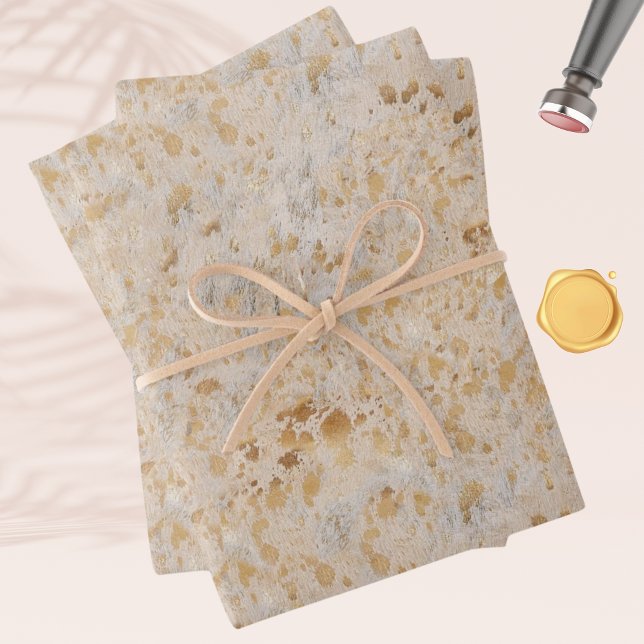 Feuille De Papier Cadeau Gold Cowhide Print Metallic (Gold Cowhide Print Metallic Wrapping Paper Sheet
)