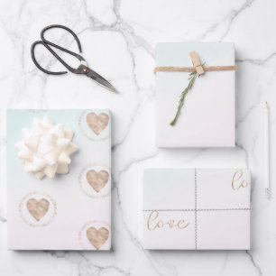 Feuille De Papier Cadeau Gold Kindness Love Peace Heart Aqua Pink Tie Dye