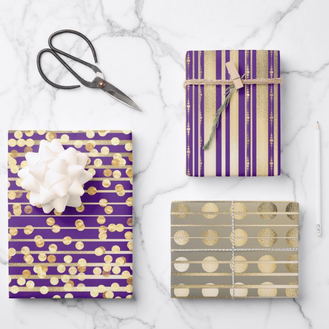 Feuille De Papier Cadeau Gold lapis confetti raypes élégant motif formel (Recto)