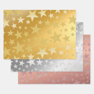 Feuille De Papier Cadeau Gold Rose Gold parties scintillant étoile