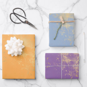 Feuille De Papier Cadeau Gold Splatter Couleur Trio