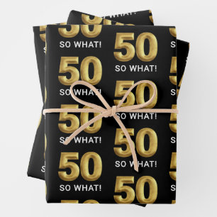 Feuille De Papier Cadeau Golden 50 Alors Qu'est-ce Qu'il Y a de Drôle Anniv