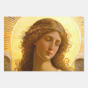 Feuille De Papier Cadeau Golden Angel Gentle Messenger d'amour