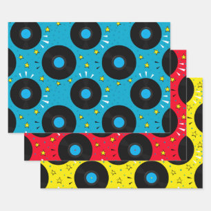 Feuille De Papier Cadeau Golden Oldie Retro Vinyl Records