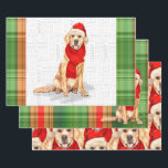 Feuille De Papier Cadeau Golden Retriever Christmas Dog and Plaid<br><div class="desc">Cet adorable Golden Retriever est prêt pour la saison des fêtes un foulard rouge et chapeau de Père Noël. Ce mignon chien de Noël est associé à un imprimé de plaid festif dans les tons rouge et vert sur cet ensemble d'enveloppement cadeau pour l'amoureux des chiens.</div>