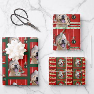 Feuille De Papier Cadeau Golden Retriever Puppy Christmas