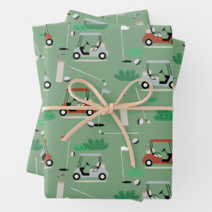 Feuille De Papier Cadeau Golf Carts Moderne Golfer Golf Thème Motif
