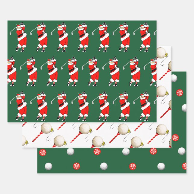 Feuille De Papier Cadeau Golf de Noël Créatif (Lot)