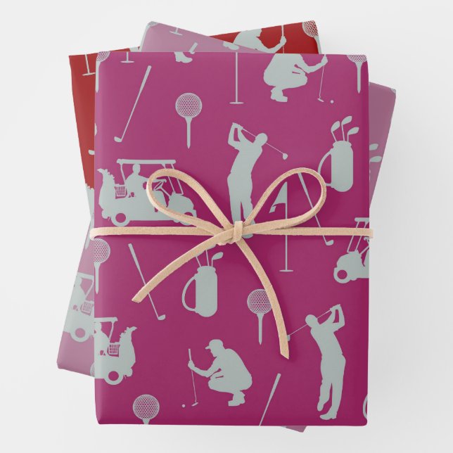 Feuille De Papier Cadeau Golf Golf Golf Golf Panier et sac (En situation)