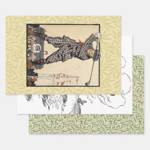 Feuille De Papier Cadeau Golf Golfer Vintage Golf antique