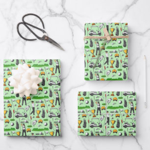 Feuille De Papier Cadeau Golf masculin symboles de golf sport Vert
