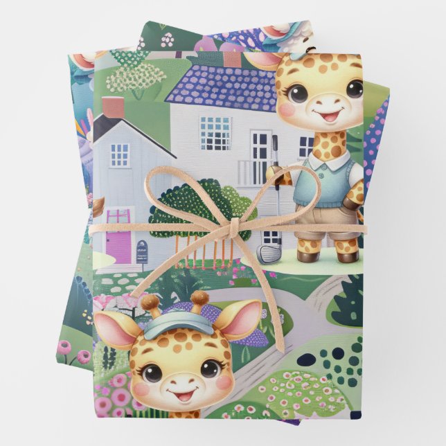 Feuille De Papier Cadeau Golfeur avec parcours de golf Abstraits pour enfan (En situation)