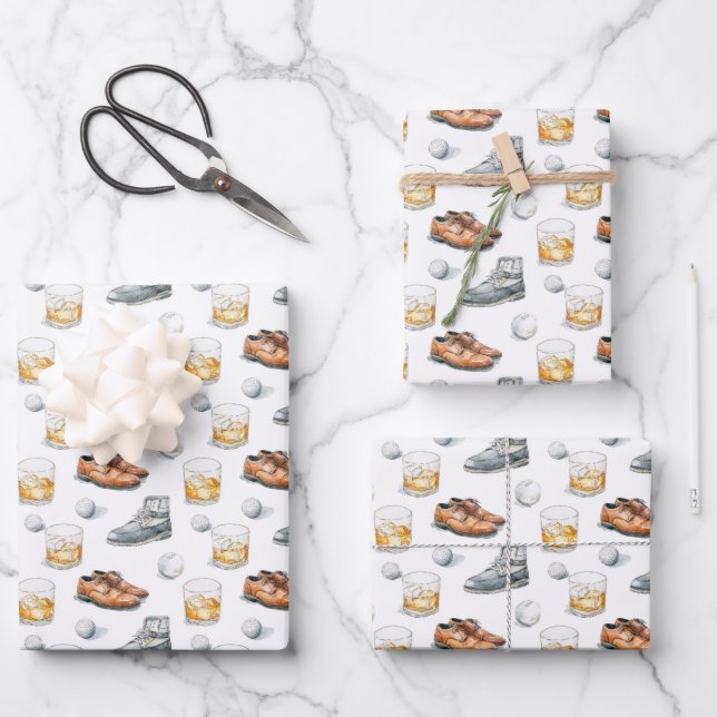 Feuille De Papier Cadeau Golfeur élégant (Recto)