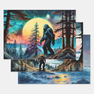 Feuille De Papier Cadeau Gone Squatchin' Colorful Sasquatch Landscape