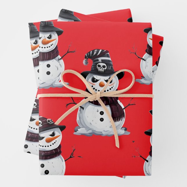 Feuille De Papier Cadeau Gothic Snowman (En situation)