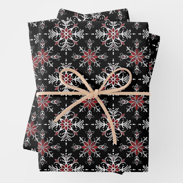Feuille De Papier Cadeau Gothic Spooky Christmas snowflakes (En situation)