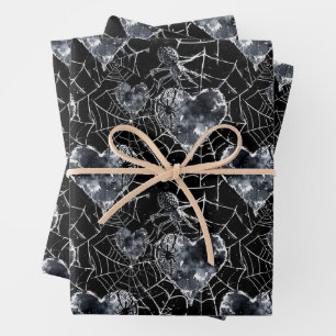Feuille De Papier Cadeau Gothique Amour Éffrayant Spider Web avec Coeurs