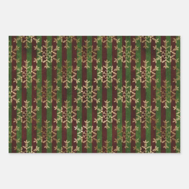 Feuille De Papier Cadeau Gothique Golden Snowflakes (Devant)