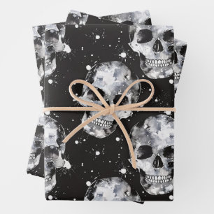 Feuille De Papier Cadeau Gothique Halloween Skuls Saison Éffrayante