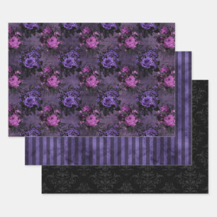 Feuille De Papier Cadeau Gothique Violet Foncé & Sombre