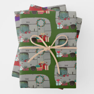 Feuille De Papier Cadeau Gourmande Vintage Caravan Travel Trailer Holiday