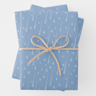 Feuille De Papier Cadeau Gouttes de pluie qui tombent Journée pluvieuse mig