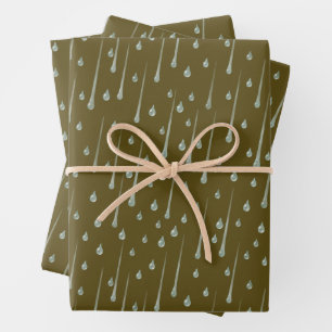 Feuille De Papier Cadeau Gouttes de pluie qui tombent Mignon Jour de pluie 