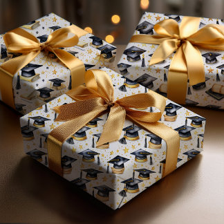 Feuille De Papier Cadeau Graduation Caps and Diplomas Grad Celebration