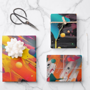 Feuille De Papier Cadeau Graffiti éclaboussé de chaos vif