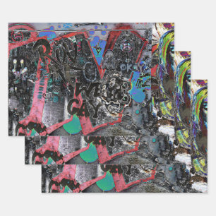 Feuille De Papier Cadeau Graffiti Rouge Black Lettres Urban Street Wall Art