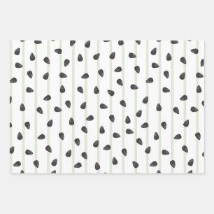 Feuille De Papier Cadeau Graines de pastèque minimalistes et rayures été Wr