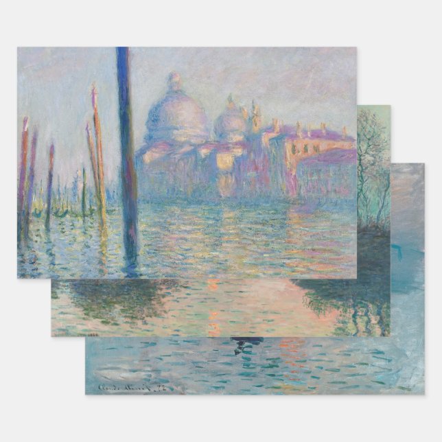 Feuille De Papier Cadeau Grand Canal Monet Venice Italy Classic Painting (Lot)