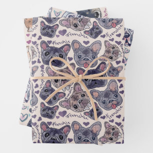 Feuille De Papier Cadeau Grande Danse dessinée à la main, Chien-taureau fra