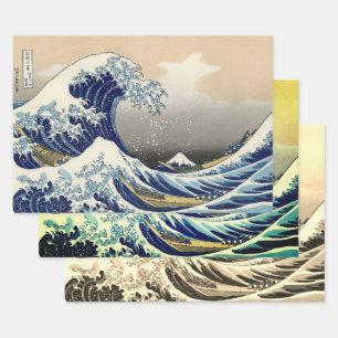 Feuille De Papier Cadeau Grande vague Kanagawa peinture japonaise